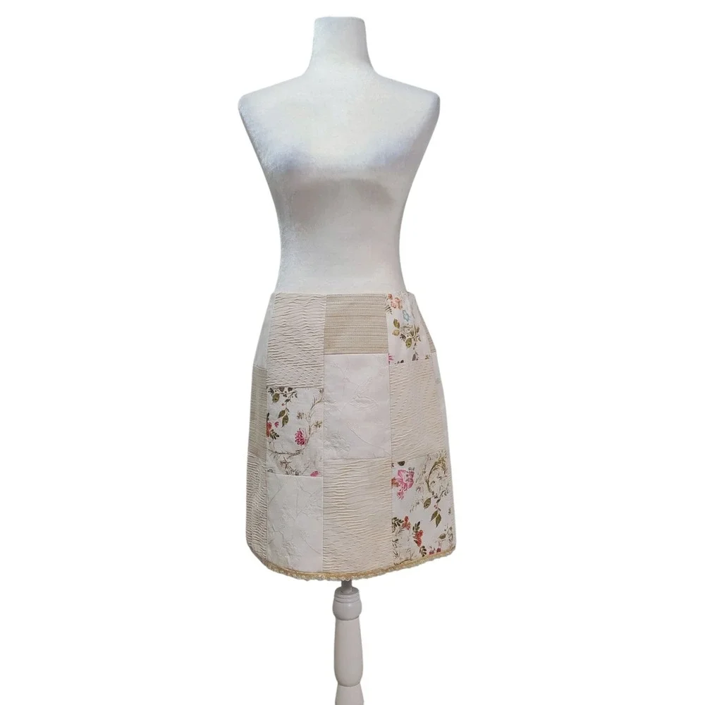 Alberto Makali Patchwork Mini Skirt Cream‎ Ivory Romantic Grandmacore Size 8